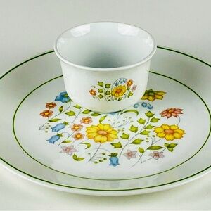 2 PCS Set Corelle Corning Ware Meadow Floral Dinner Plate and Sugar Bowl